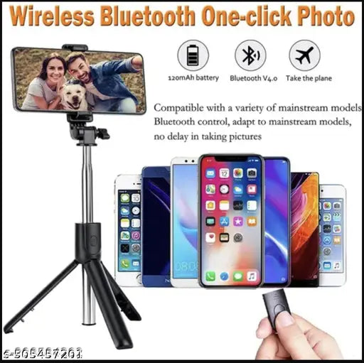 R1S Bluetooth Extendable Selfie Sticks with Wireless Remote and Tripod Stand 3-in-1 Multifunctional Selfie Stick Portable Lightweight Compatible with All Smartphones